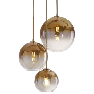 Antique Amber Glass Ball Hanging Chandeliers Linear Pendant Led Light For Coffee Shop Kids Room